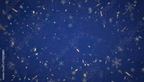 Firefly gemini flash holiday background in deep blue with soft snowflakes fading edges