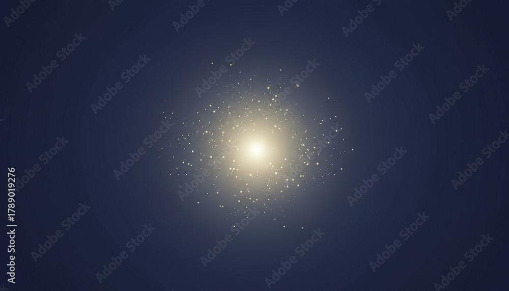 Obraz premium Glowing light burst with scattered particles on dark background creating magical effect