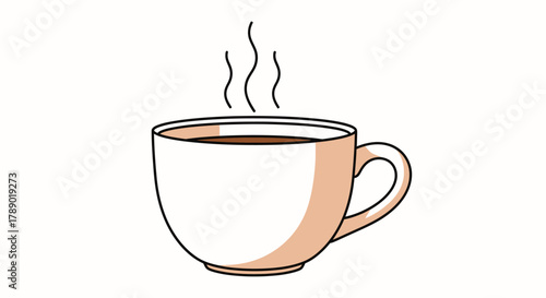 Illustration of a Steaming Cup of Coffee or Tea.