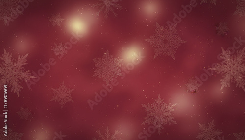 Red snowflake background with warm glowing light and soft dreamy holiday feel
