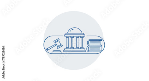 Law and Justice Concept with Gavel Courthouse and Books.