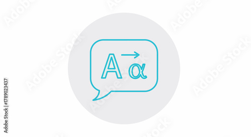 Translation icon with letters and arrow in speech bubble.