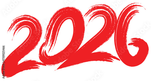 Bold red brush stroke numbers 2026 representing the new year celebration and future possibilities
