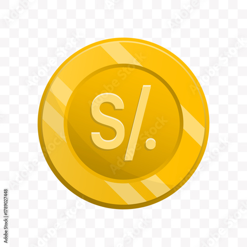 Detailed Flat Style Peruvian Sol Coin Currency Financial Illustration