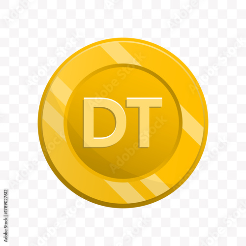Cartoon Style Golden Digital Token Coin Design Element Icon