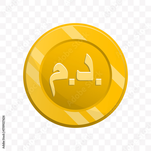 Cartoon Style Gold Coin with Symbol Isolated on Black Background