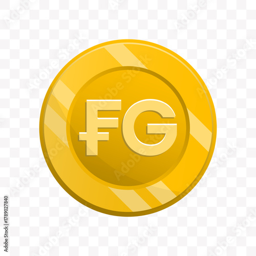 Glossy Golden Initial FG Coin Icon for Finance or Game Asset