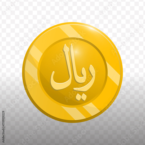 Glossy Flat Illustration Saudi Riyal Coin Currency Money Icon