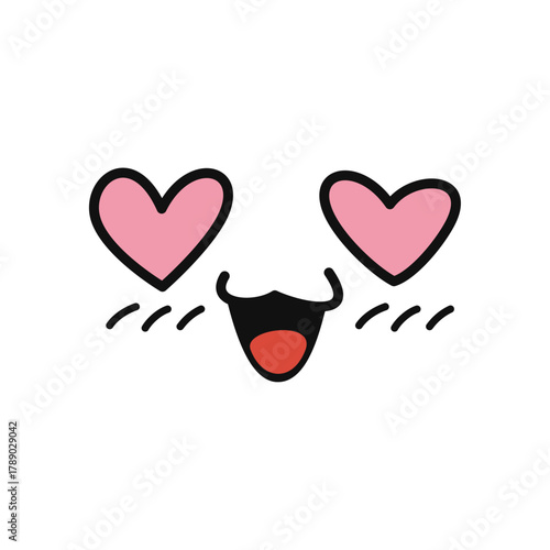 Sweet Affection Playful Kawaii Face with Heart Eyes Expressing Love and Joy