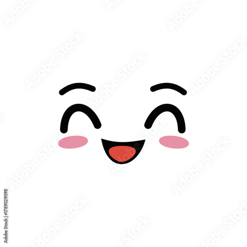 Happy Smiling Face Icon with Blushing Cheeks - A Cute and Joyful Expression