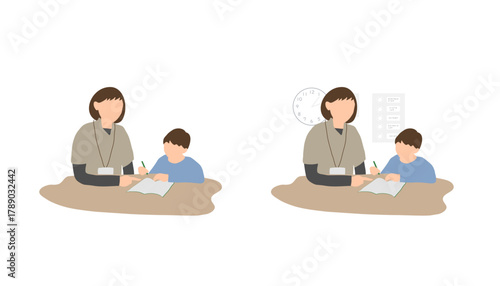 個別学習サポートを受ける小学生と支援スタッフ