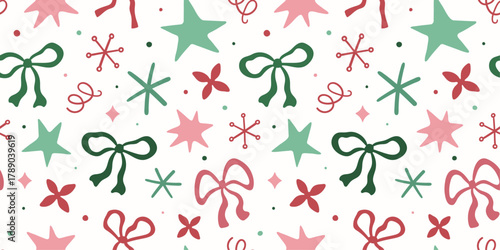 Christmas holiday festive pattern with party elements.