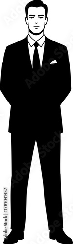 Elegant Standing Silhouette of a Formal Male Figure in Suit