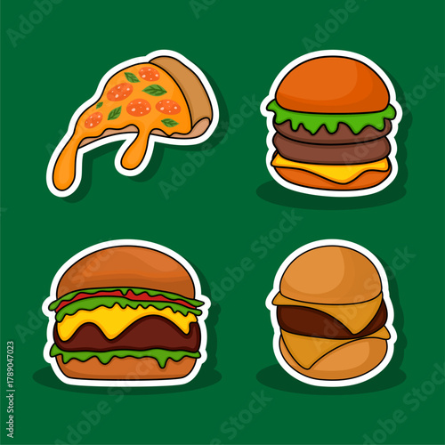 Pizza Slice and Burgers Food Stickers