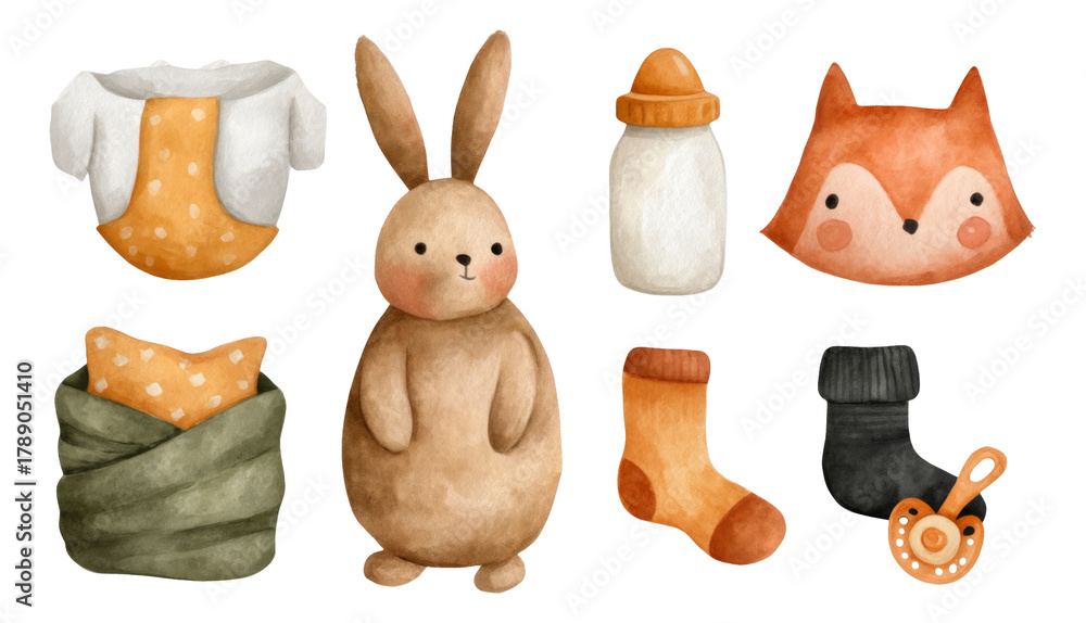 Naklejka premium Cute Animal Illustrations in Soft Colors for Baby Room Decor and Design Ideas