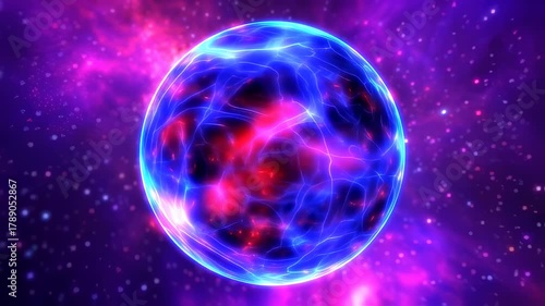 Wallpaper Mural abstract glowing sphere with energy arcs on a backdrop of nebulae creating a cosmic ambiance ideal for science concepts and visual effects Torontodigital.ca