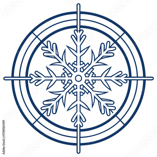 Snowflake Centered within a Target Reticle Icon crosshairs