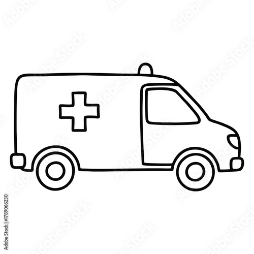 Line art of an ambulance offers a clean medical symbol for healthcare designs