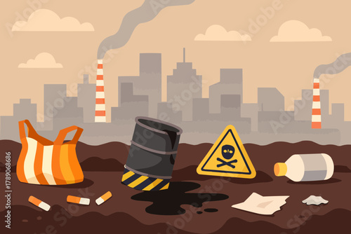 Urban Soil Pollution Concept