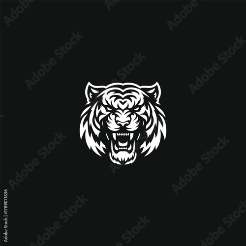 Angry tiger logo style icon design template vector illustration