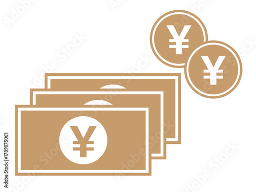 お金のシルエットアイコン（紙幣と硬貨）