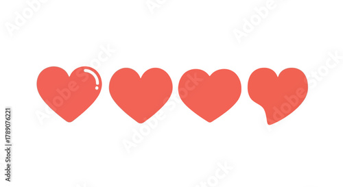 Four Hearts in a Row, Symbolizing Love, Health, or an Affectionate Sentiment