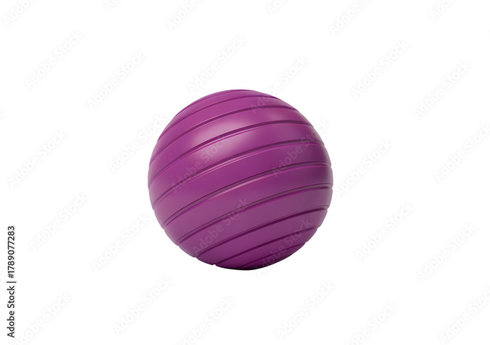Fototapeta premium A close-up shot of a purple exercise ball with textured, diagonal lines on a white background.