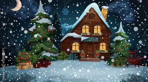 Christmas_house_with_snow_falling_at_night