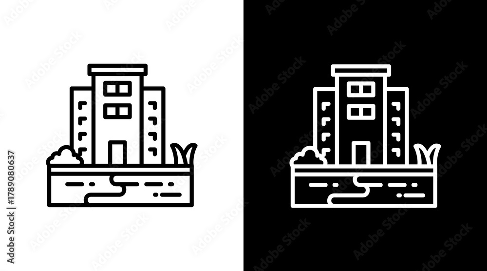 Obraz premium City River White Icon Set Design