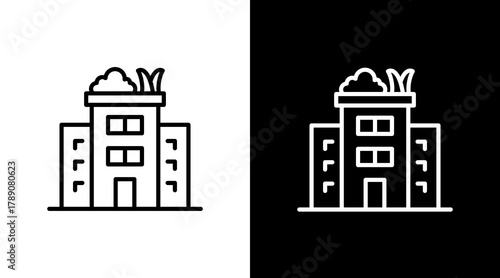 Green Roof  White Icon Set Design