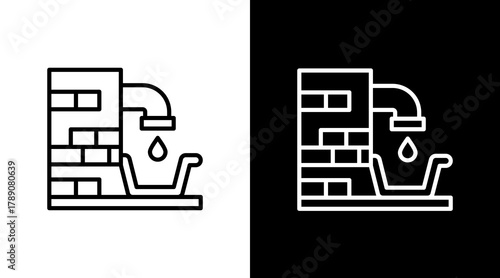 City Drainage  White Icon Set Design