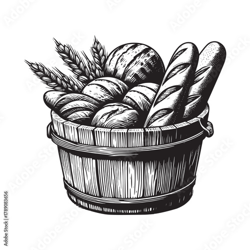 A basket overflowing with freshly baked bread