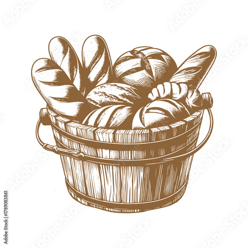 A basket overflowing with freshly baked bread