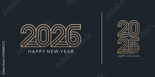 2026 happy new year logo design. Trendy 2026 number design with golden concept.