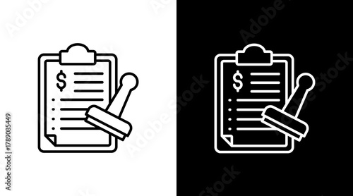 Budget Approval  White Icon Set Design