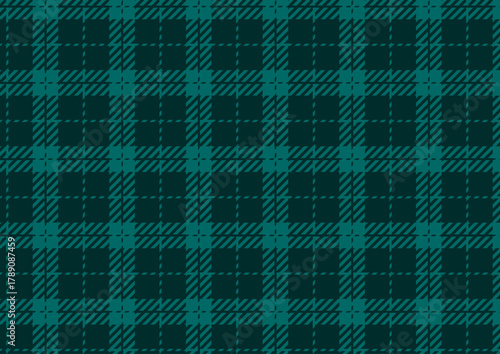 グリーンチェック柄の背景素材_A3横長