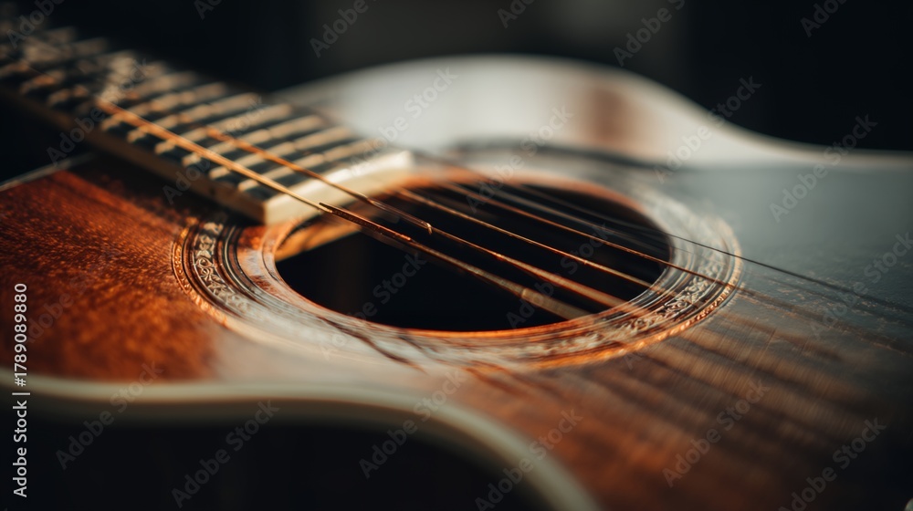 Fototapeta premium Guitar with a black background