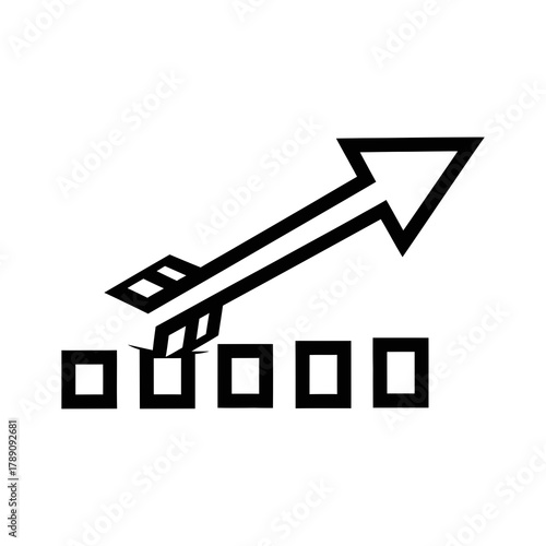 Arrow piercing through squares representing progress and overcoming obstacles