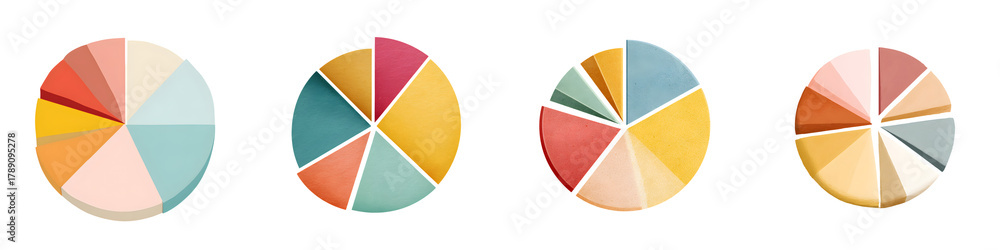 Obraz premium Pastel Pie Charts: Data Visualization Infographics Set