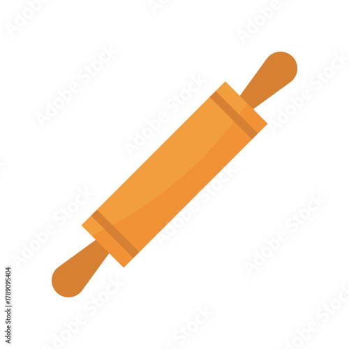 wooden rollin pin flat vector illustration isolated on white background
