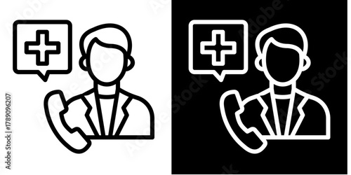 Doctor Consultation Icon Set White Style Collection