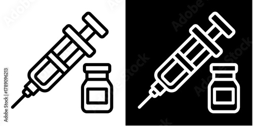 Syringe Injection Icon Set White Style Collection