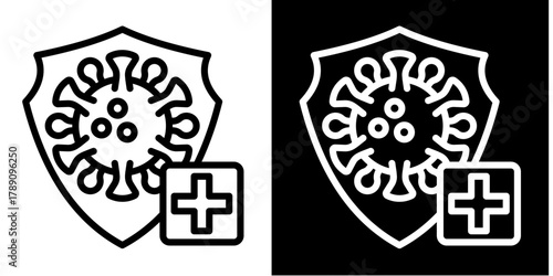 Virus Protection Icon Set White Style Collection