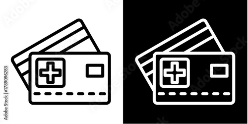 Health Insurance Card Icon Set White Style Collection
