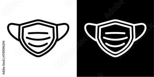 Surgical Mask Icon Set White Style Collection