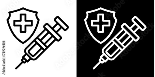 Vaccination Shot Icon Set White Style Collection