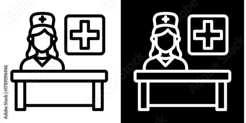 Hospital Reception Icon Set White Style Collection