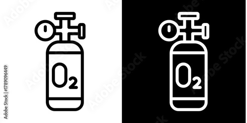 Oxygen Tank Icon Set White Style Collection