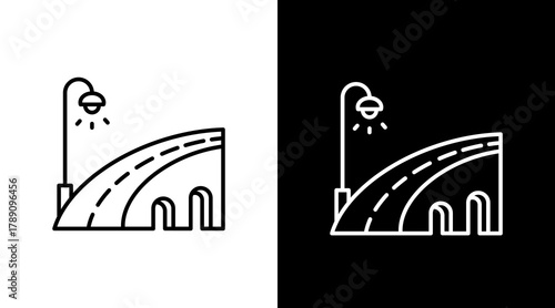 Modern Bridge  White Icon Set Design