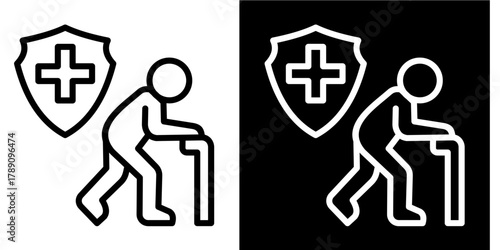 Elderly Care Icon Set White Style Collection